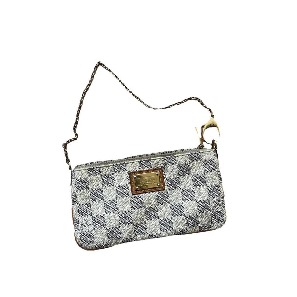 Authentic Louis Vuitton Milla Pochette Damier Azur MM H76‎